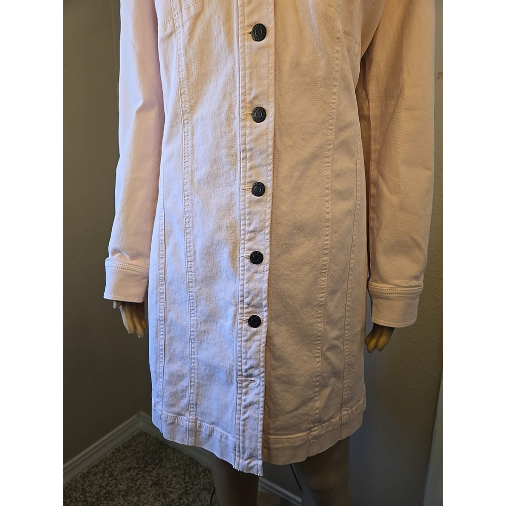 LOFT Women's Light Pink Seamed Denim Mini Dress Size 14 NWT - Picture 6 of 10